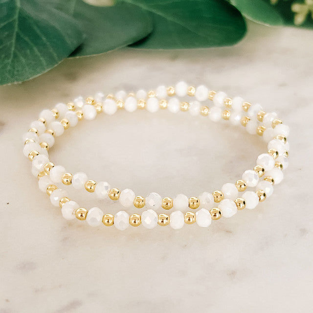 Two Mini White Gold Bracelet Set