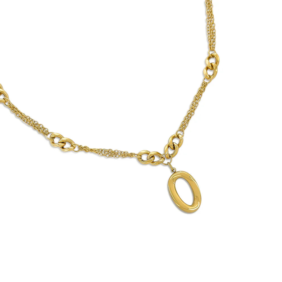 Multi Curb Chain Pendant Necklace