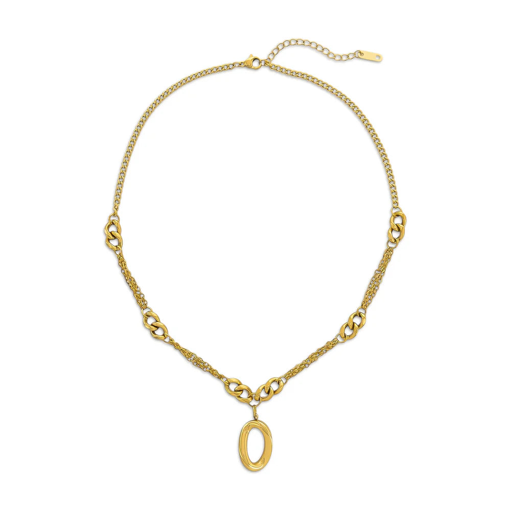 Multi Curb Chain Pendant Necklace