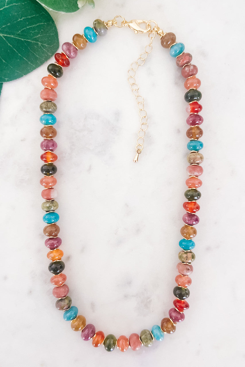 Stone Beaded Necklace Multi