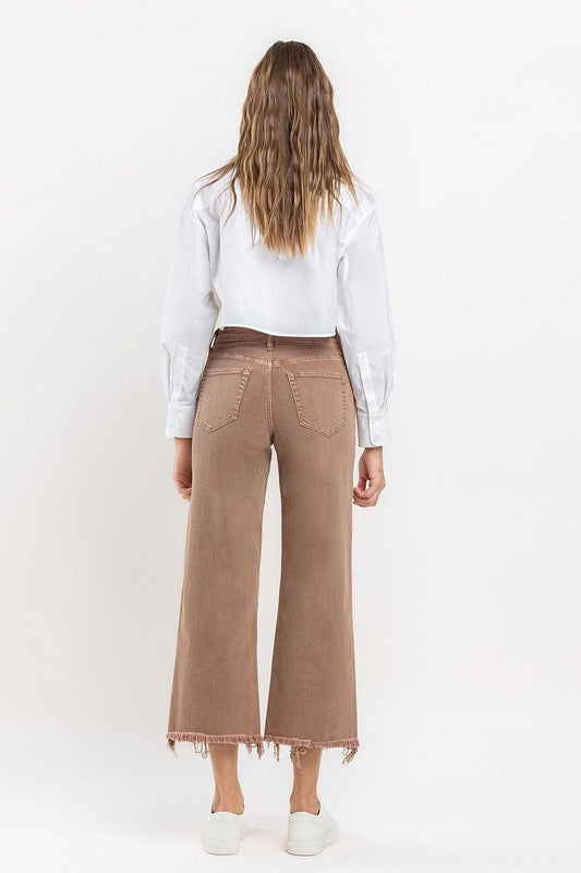 Olivia High Rise Wide Crop Jean Brown FINAL SALE