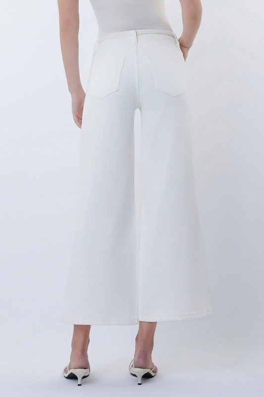 Olivia H Rise Drawstring Jeans White