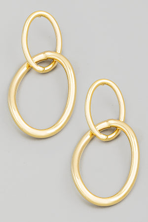 Oval Chain Cutout Drop Earrings