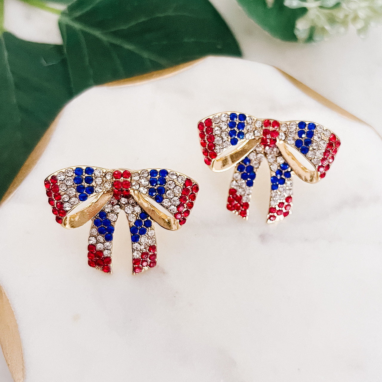 Patriotic Sparkle Bow Earrings