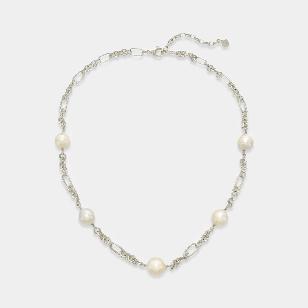 Pearl Textured Alt Chain Necklace