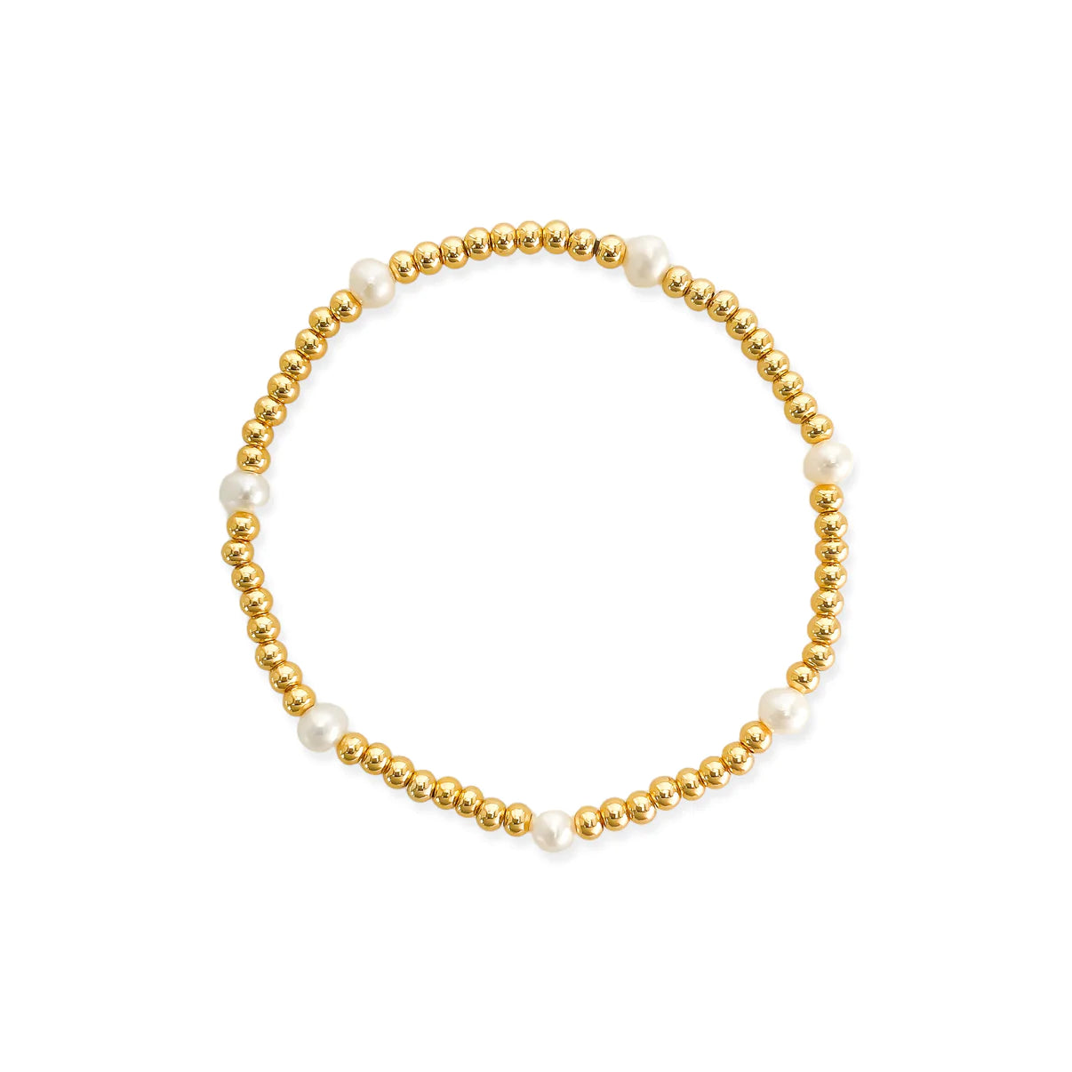 Pearl and Gold Beaded Stretch Bracelet