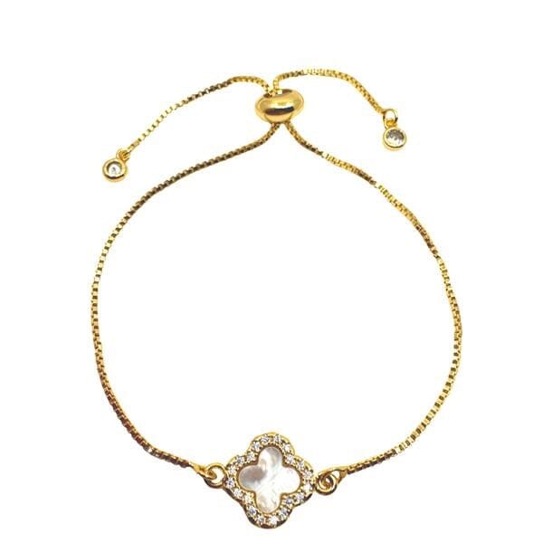 Pearl CZ Clover Bracelet