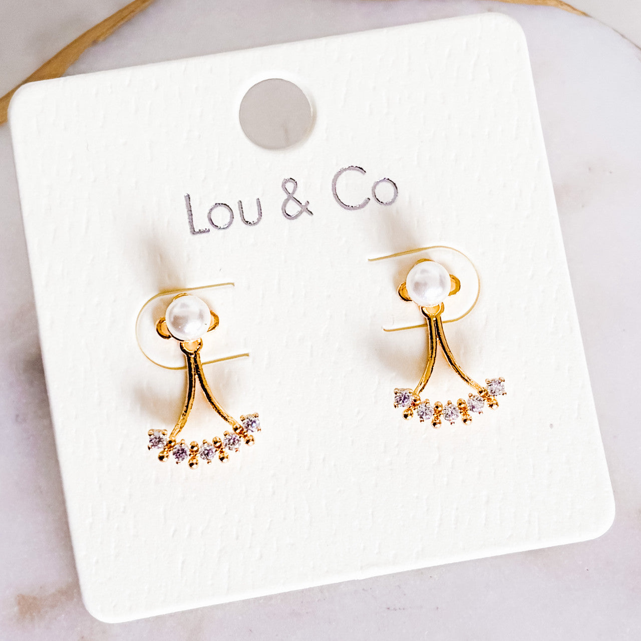 Pearl CZ Stud and Jacket Earrings