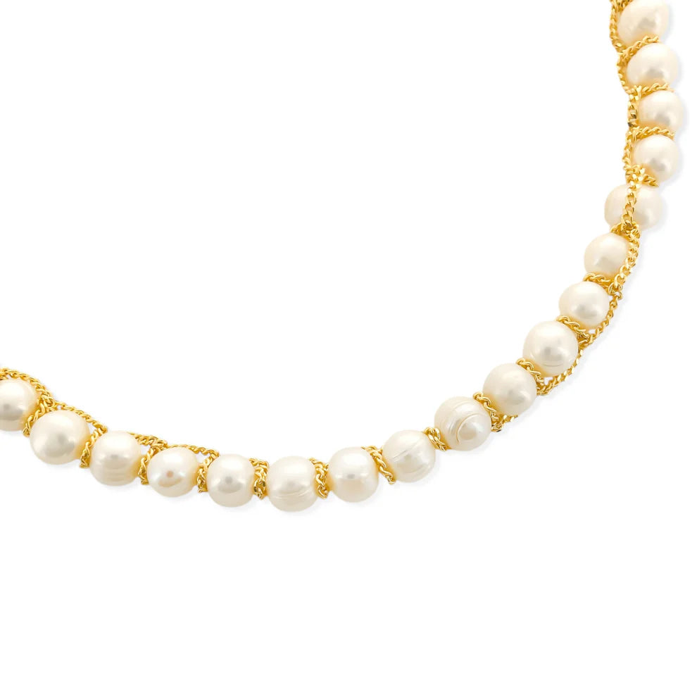 Pearl Gold Wrapped Necklace