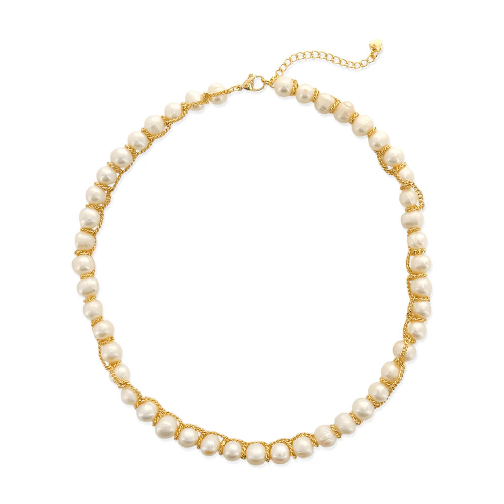 Pearl Gold Wrapped Necklace