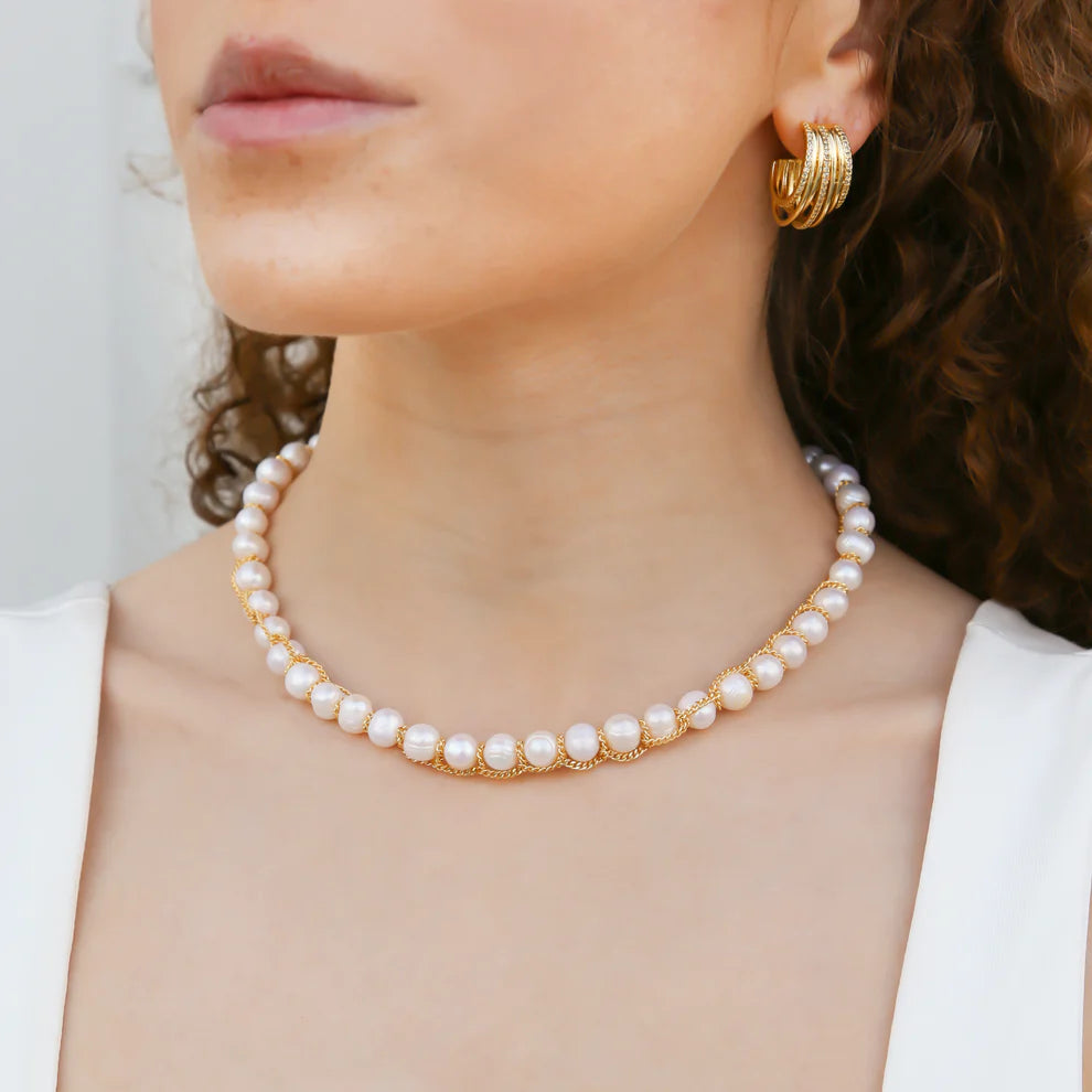 Pearl Gold Wrapped Necklace