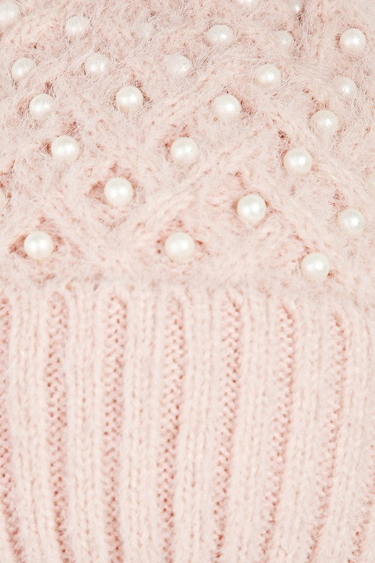 Pearl Cable Pom Hat