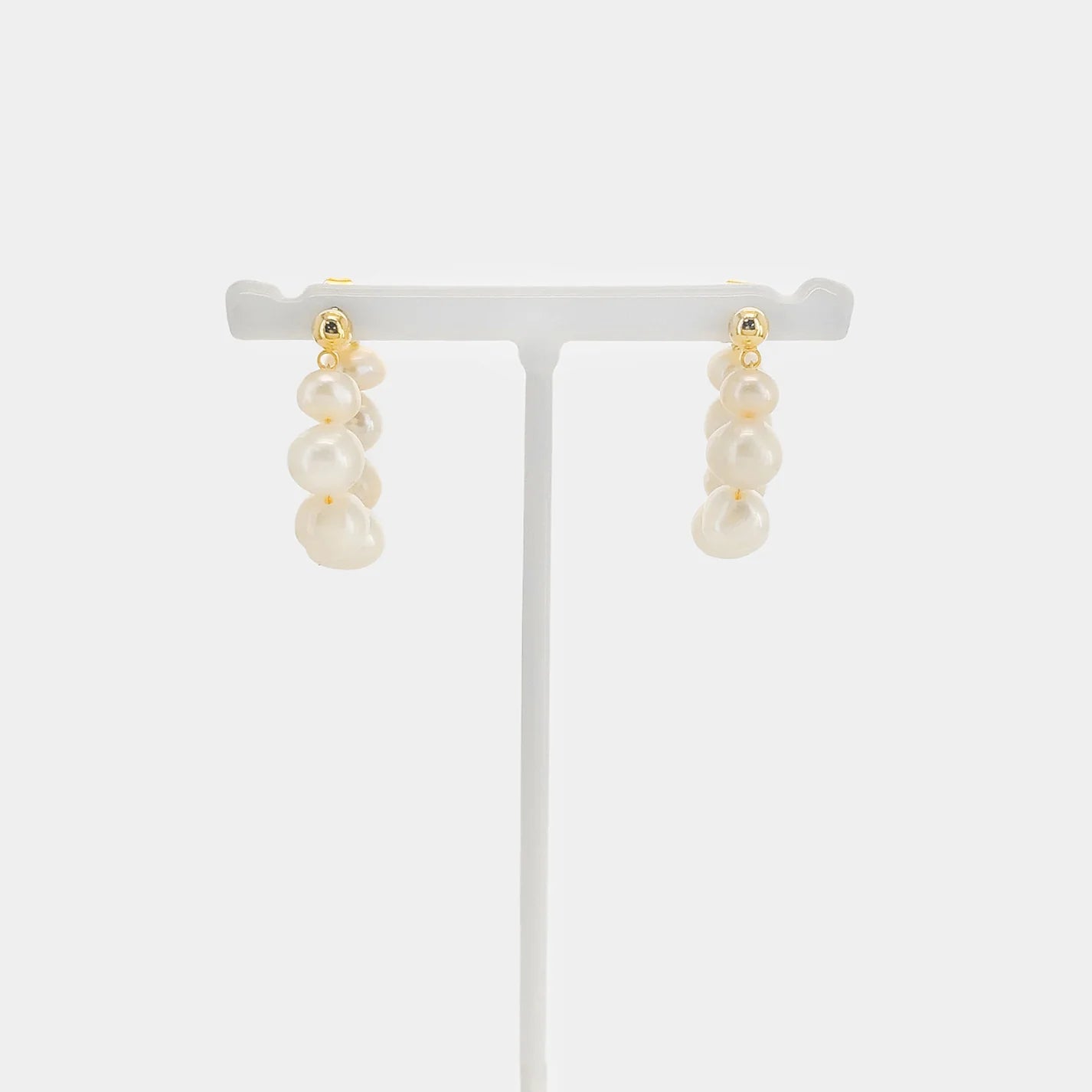 Pearl Pushback Hoop Earrings