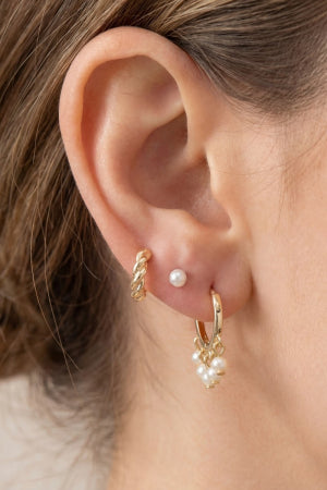 Pearl and Hoop Earring Set