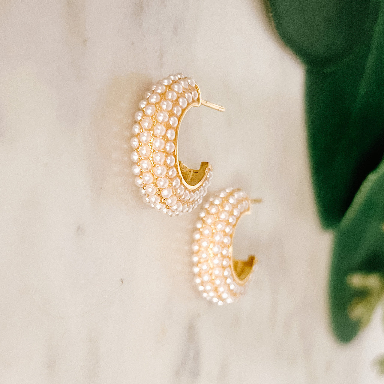 Pavé Pearl Hoops