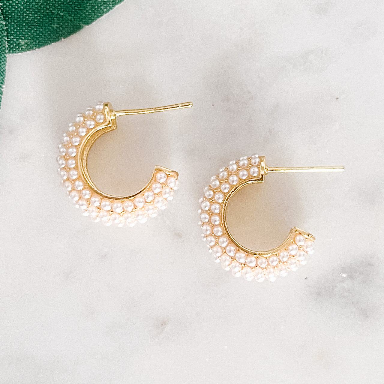 Pavé Pearl Hoops