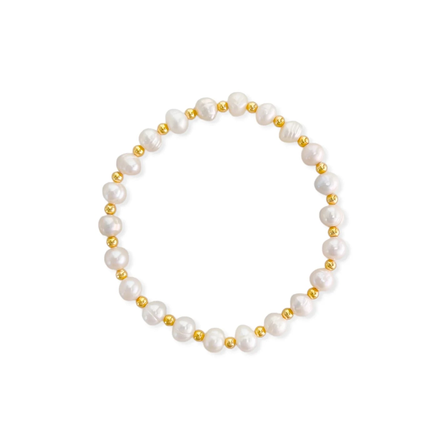 Pearl Spaced Bead Stretch Bracelet