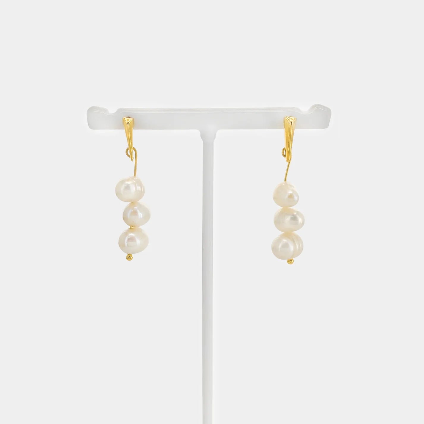 Pearl Triple Dangle Earrings