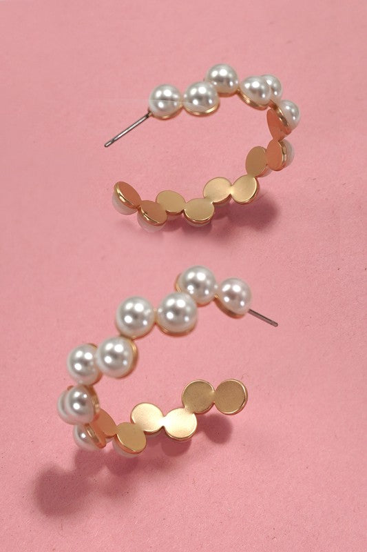 Pearl Zig Zag Hoop Earrings