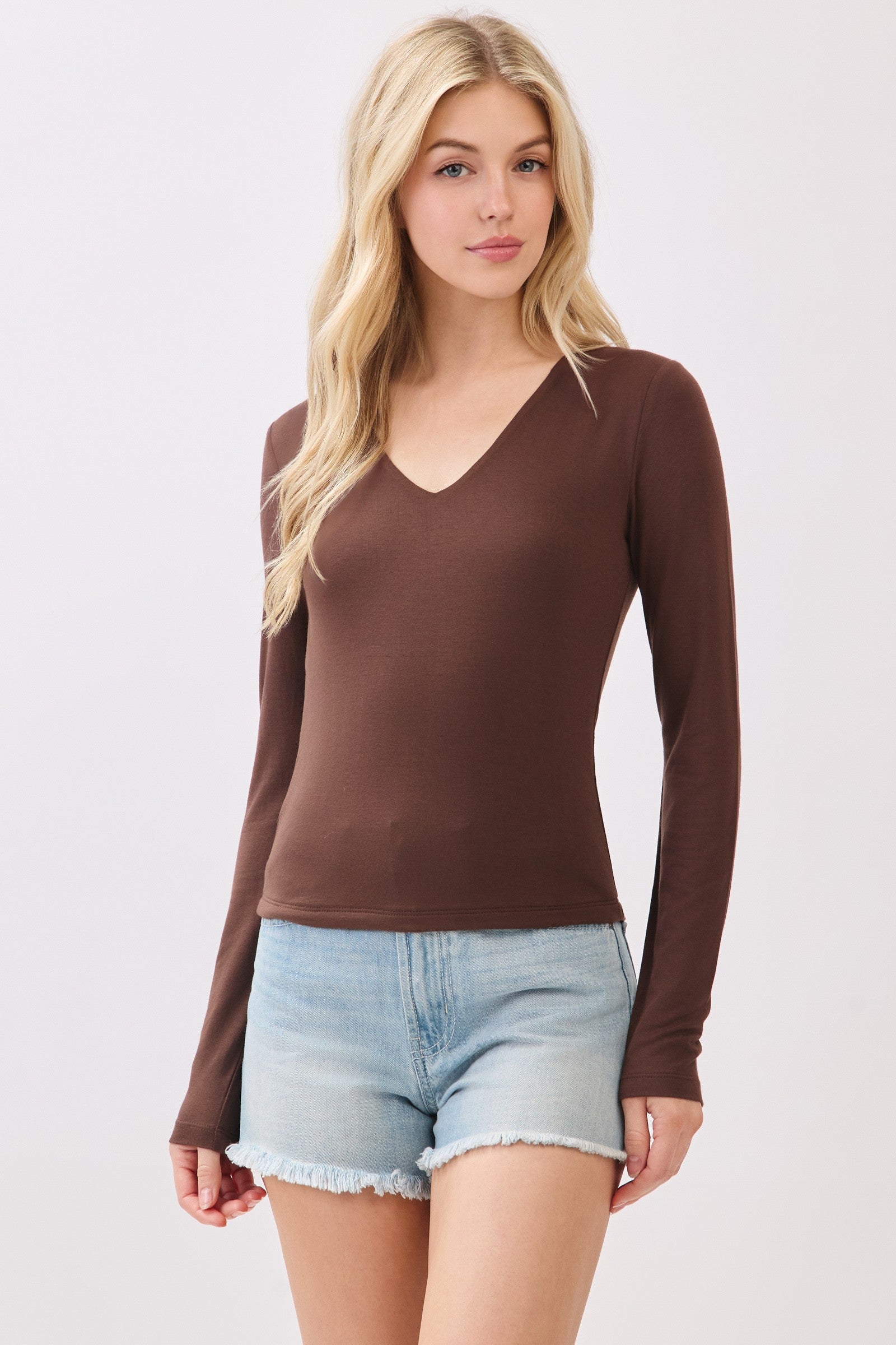 Poppy Lined L/S V-Neck Top