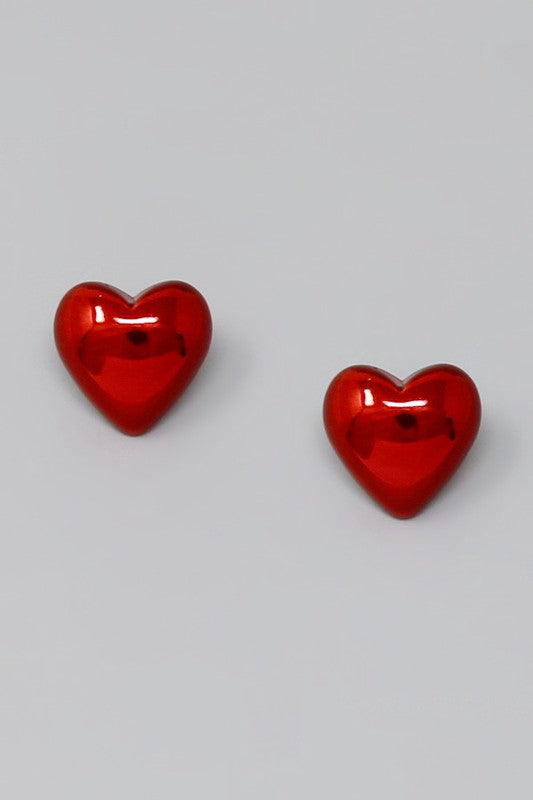 Puffed Heart Stud Earrings