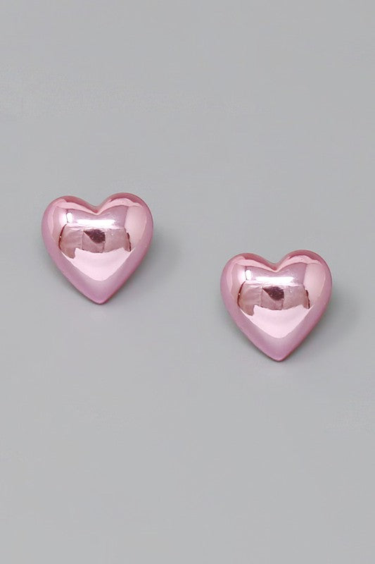 Puffed Heart Stud Earrings