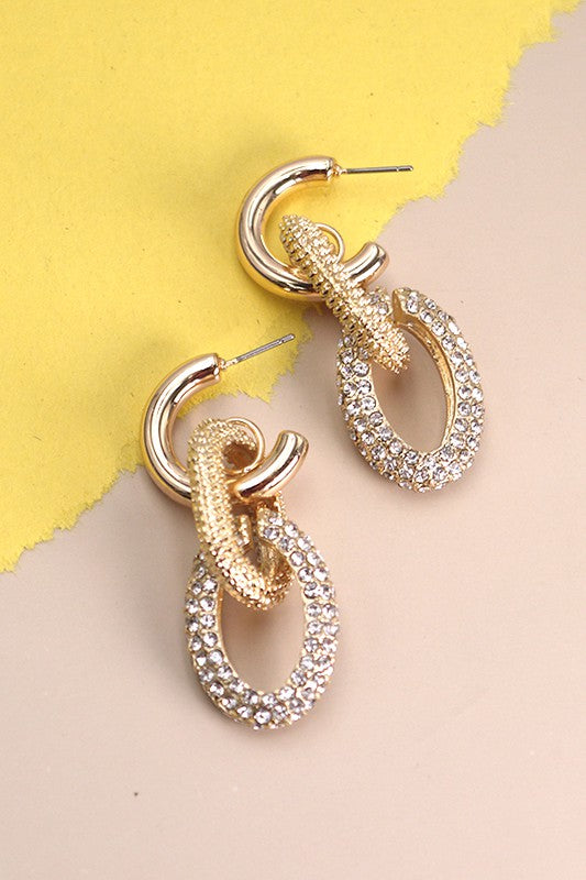 Rhinestone Link Drop Earrings