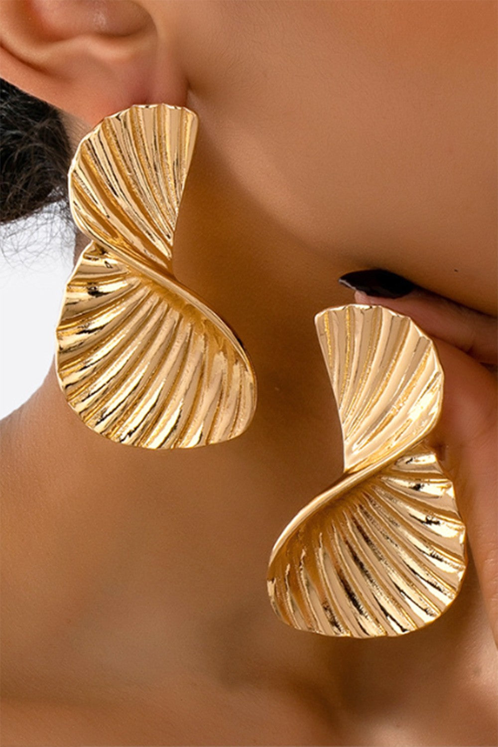 Large Ridged Twist Drop Earrings
