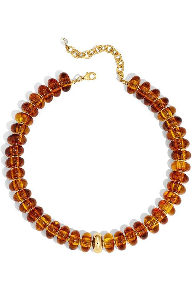 Large Rondelle Bead Necklace Brown