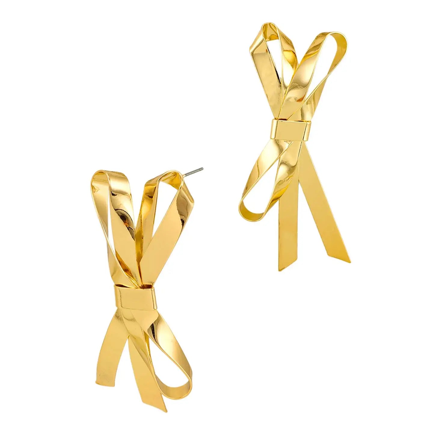 Side Metal Ribbon Earrings