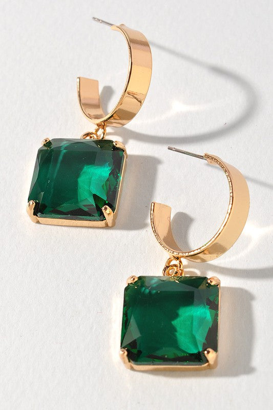 Square Crystal Drop Earrings