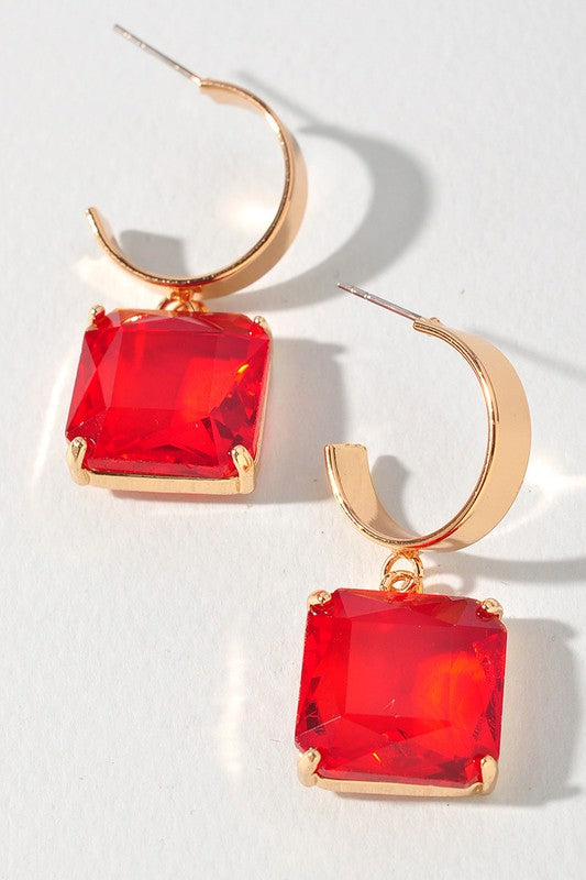 Square Crystal Drop Earrings