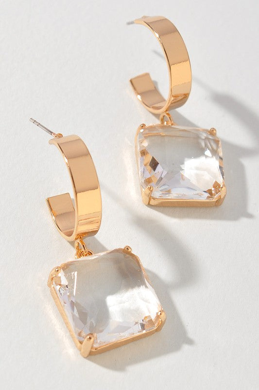 Square Crystal Drop Earrings