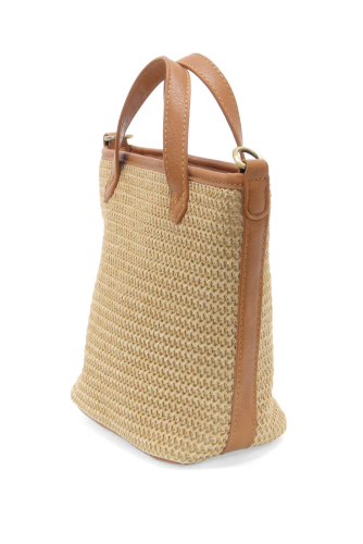 Straw Mini Bucket Crossbody