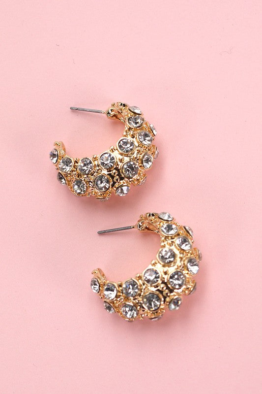 Studded Rhinestone Hoops