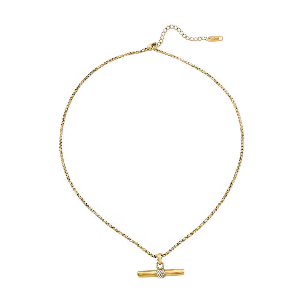 T Bar CZ Pendant Necklace