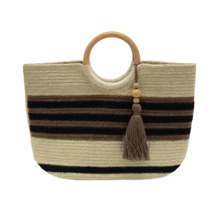 Teagan Striped Jute Tote
