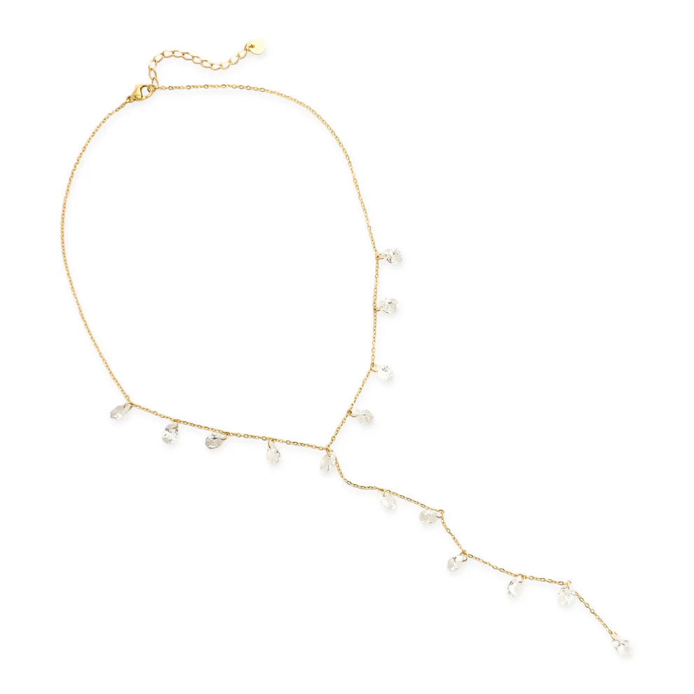 Teardrop CZ Lariat Necklace