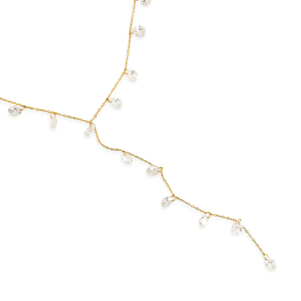 Teardrop CZ Lariat Necklace