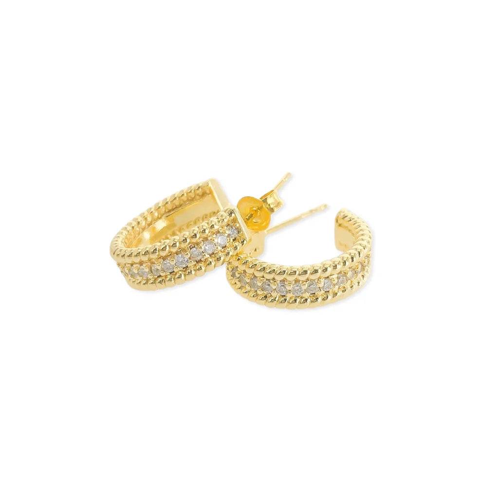 Textured CZ Small Hoops