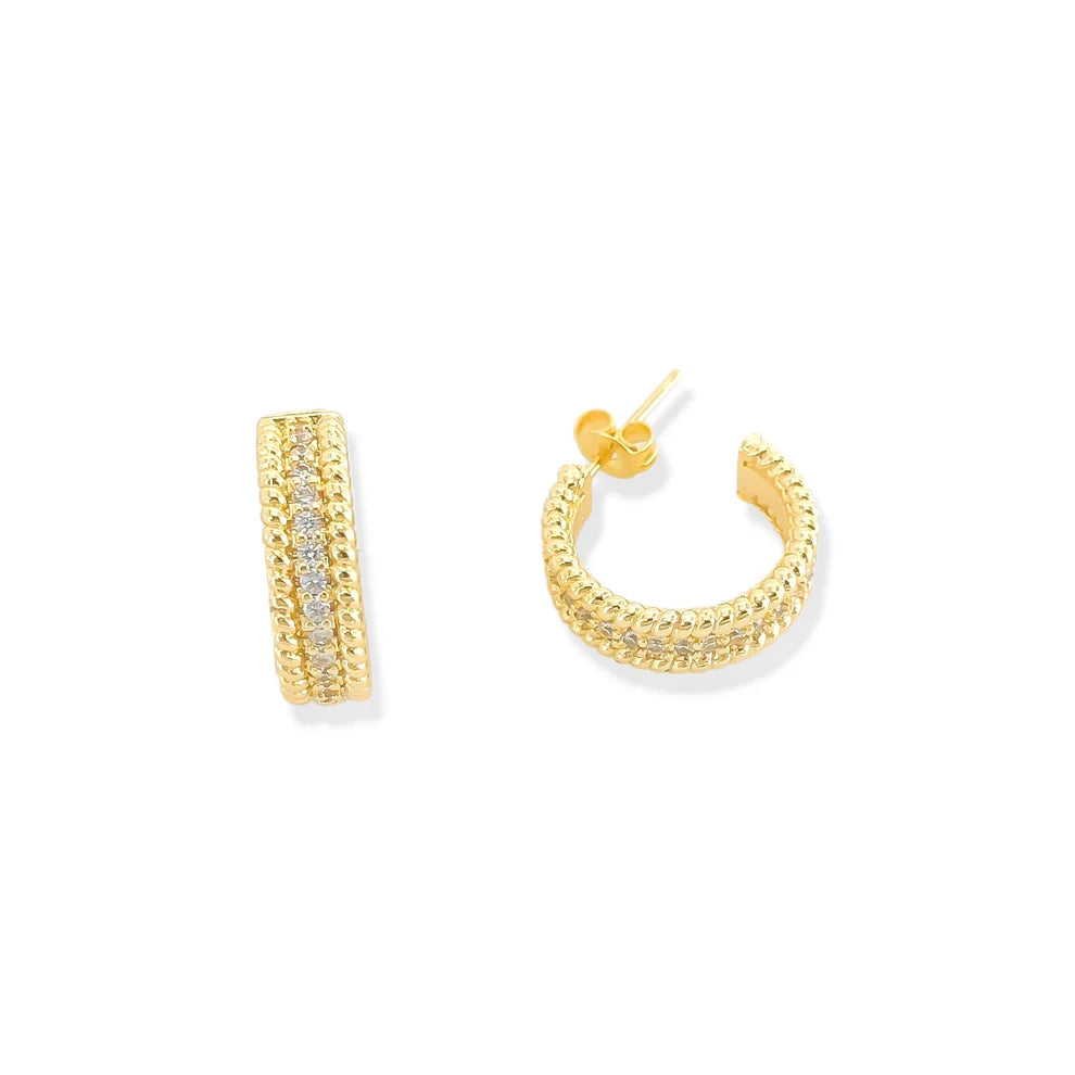 Textured CZ Small Hoops