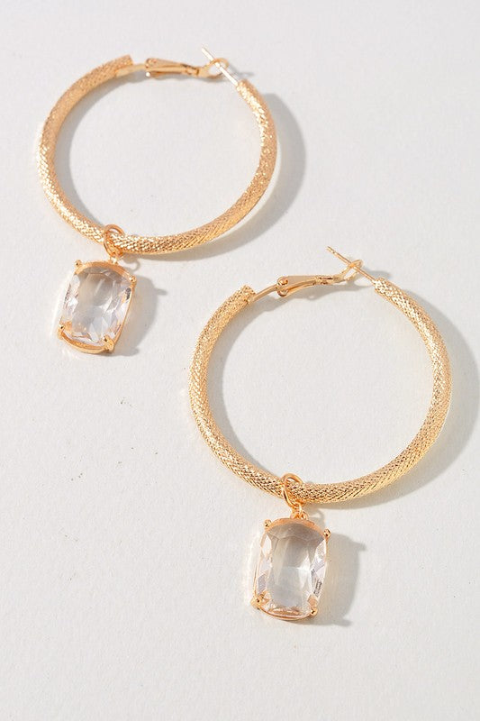 Texture Hoop Charm Earrings FINAL SALE