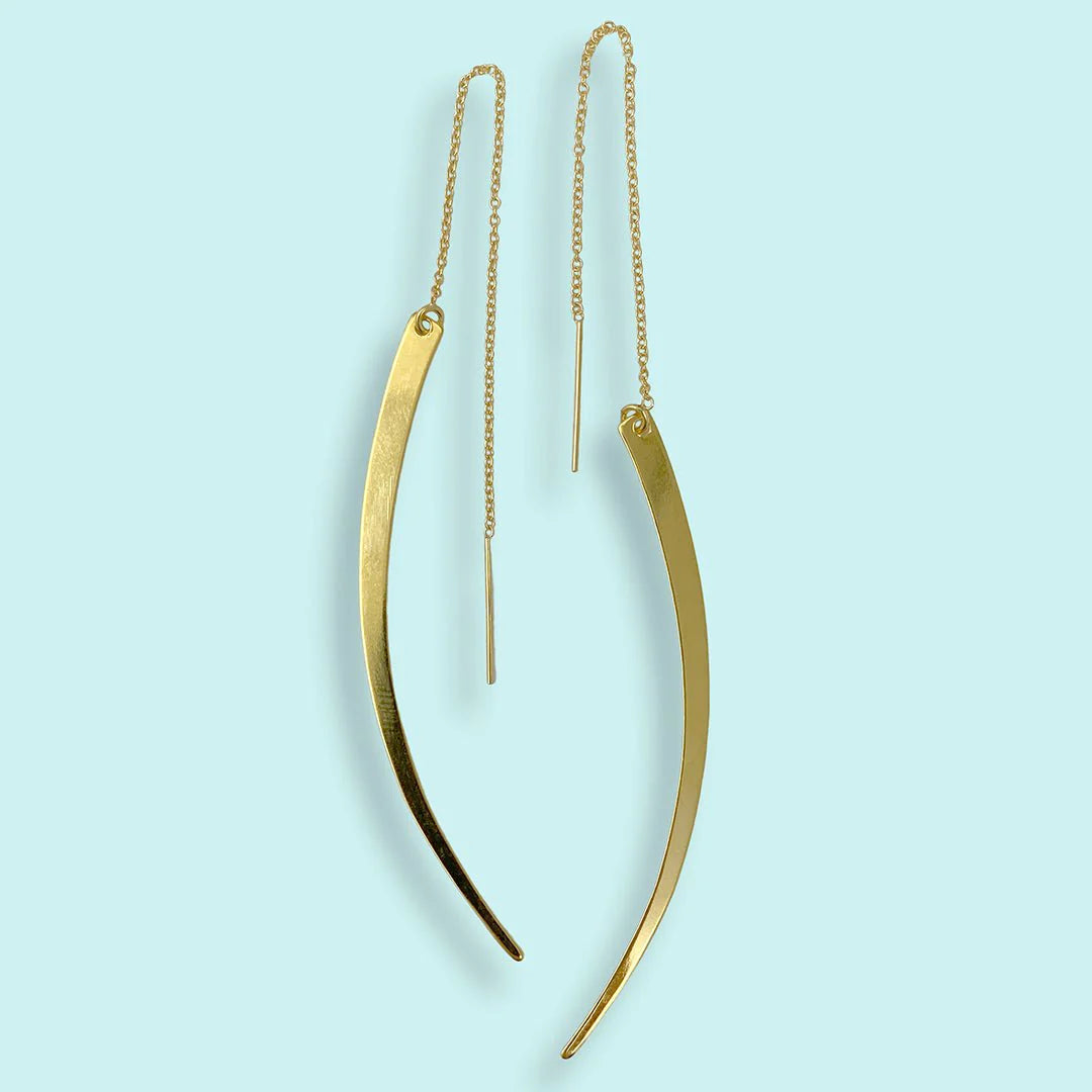 Gold Slice Threader Earrings