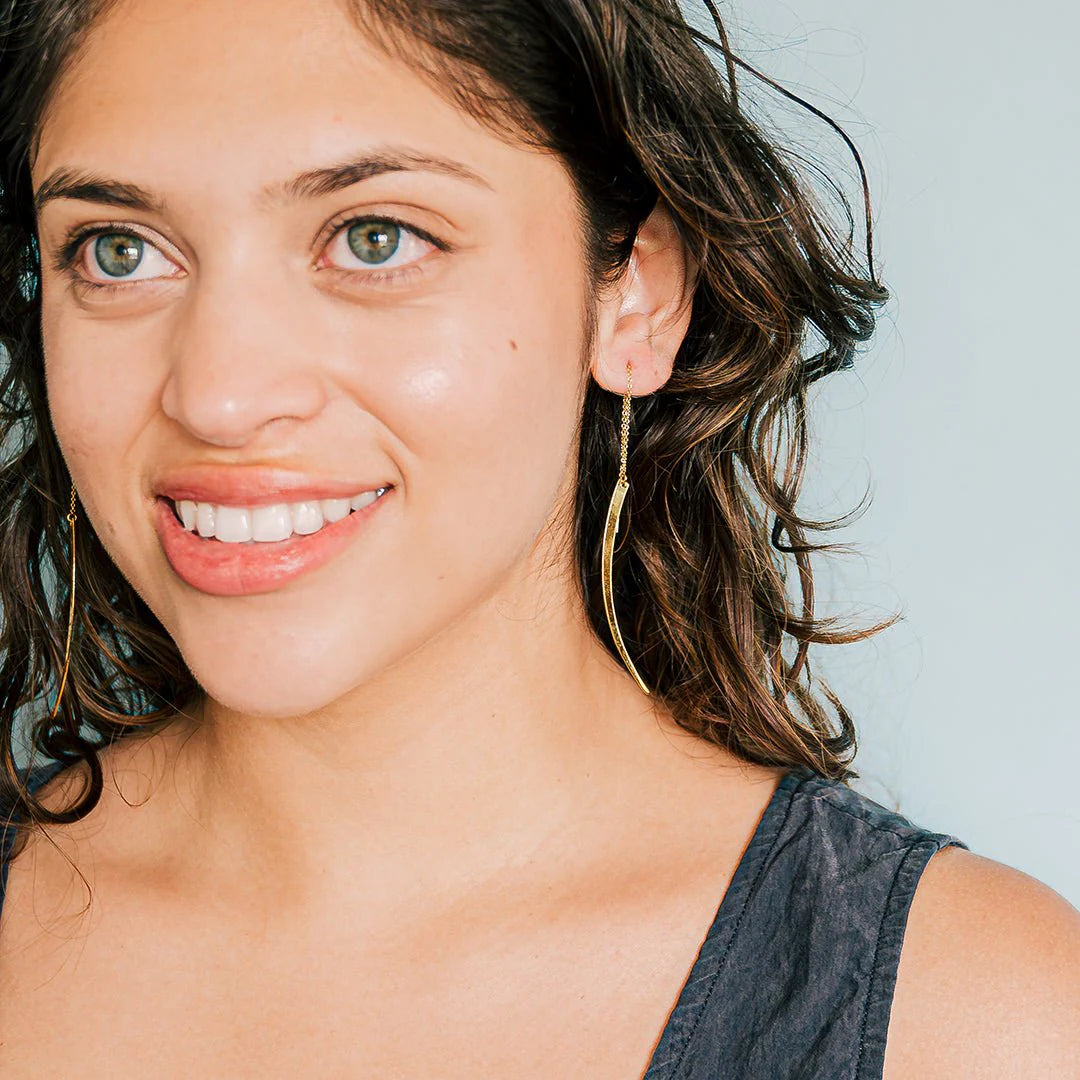 Gold Slice Threader Earrings