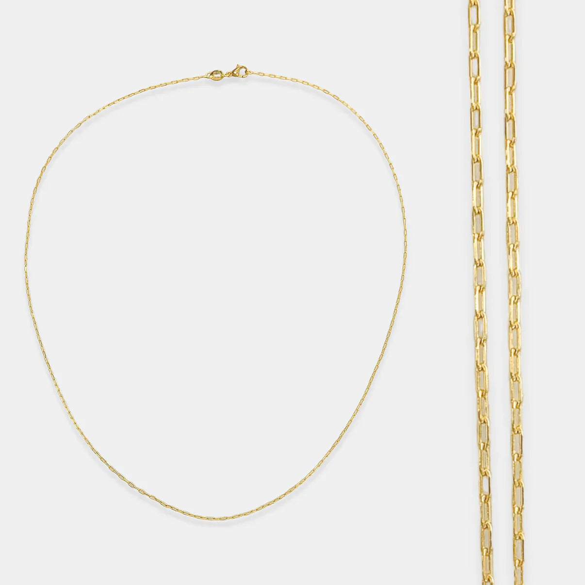 Gold Long Tiny Paperclip Chain Necklace