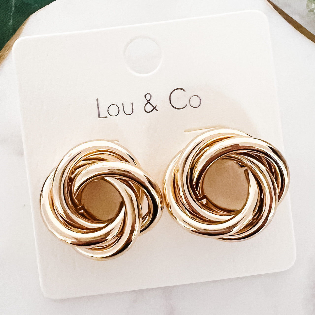 Twisted Circle Stud Earrings