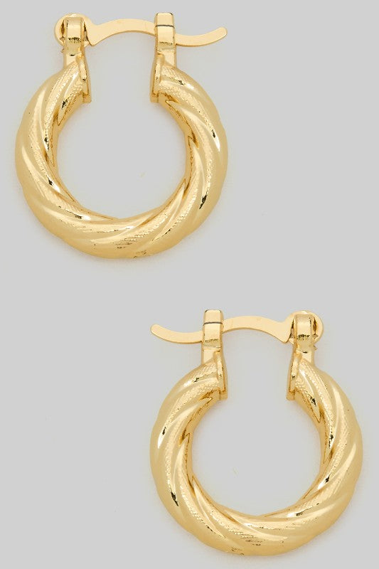 Gold Twisted Hinge Hoops