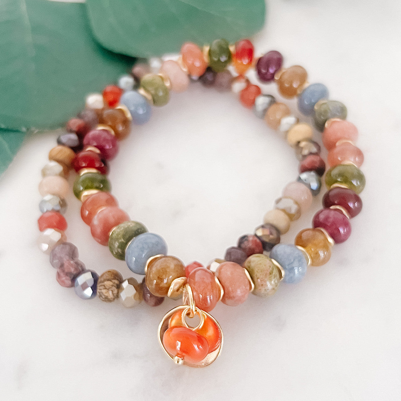 Two Stack Beaded Stretch Bracelet Set