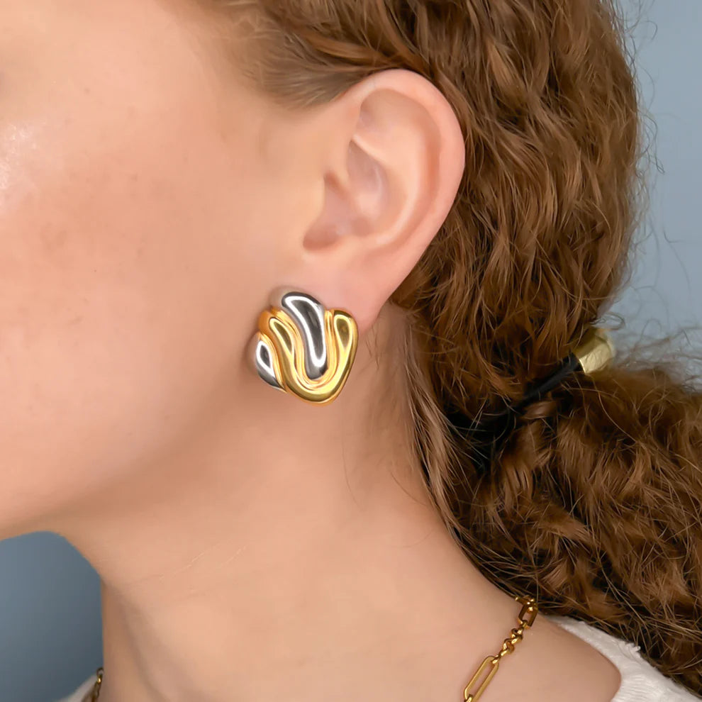 Two Tone Swirl Earrings