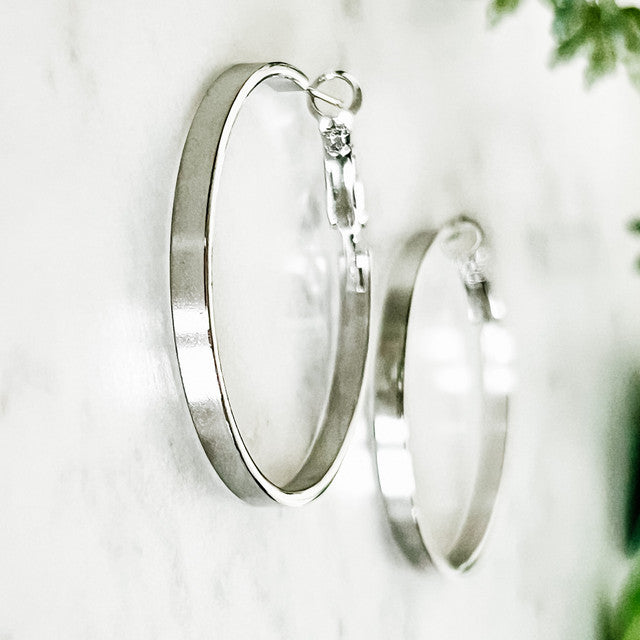 Medium Wide Flat Hoops